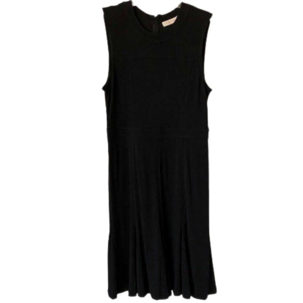 Tory Burch Black Midi Fit and Flare Shift Dress - Ruffle - 8